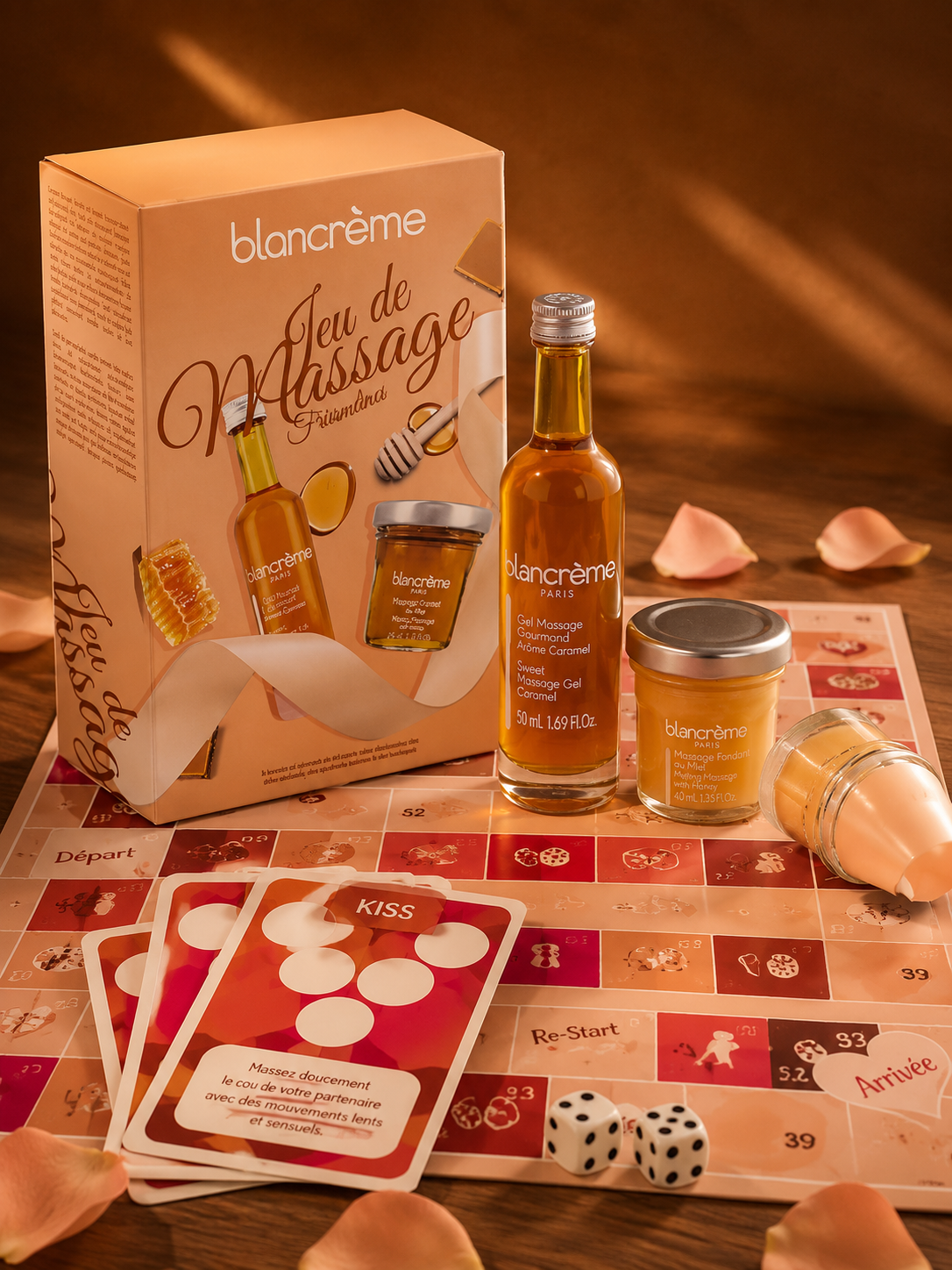 Jeu de Massage Gourmand – Coffret Sensoriel & Romantique Blancrème