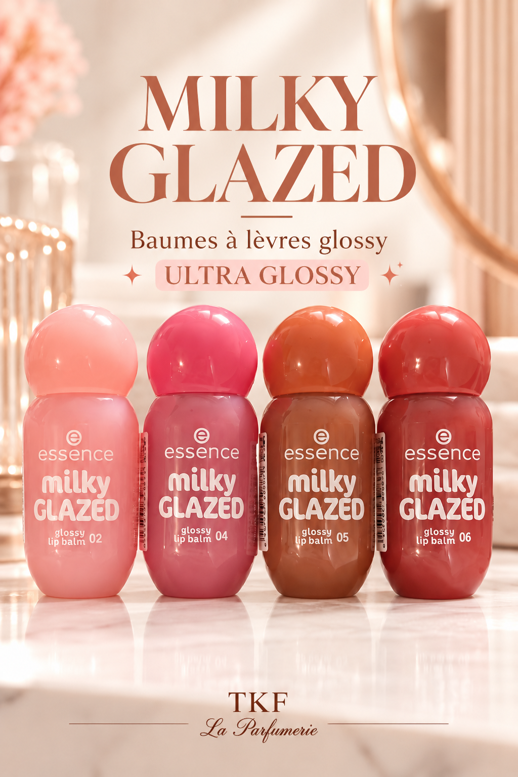 Essence Milky Glazed – Baumes à lèvres ultra glossy