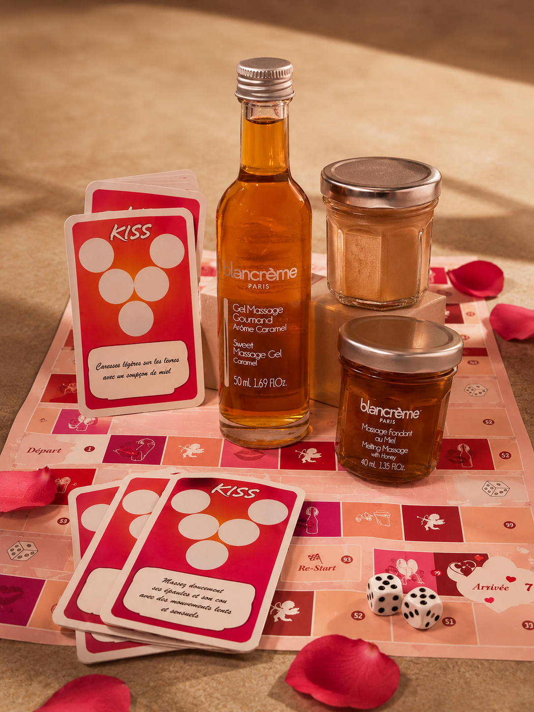 Jeu de Massage Gourmand – Coffret Sensoriel & Romantique Blancrème