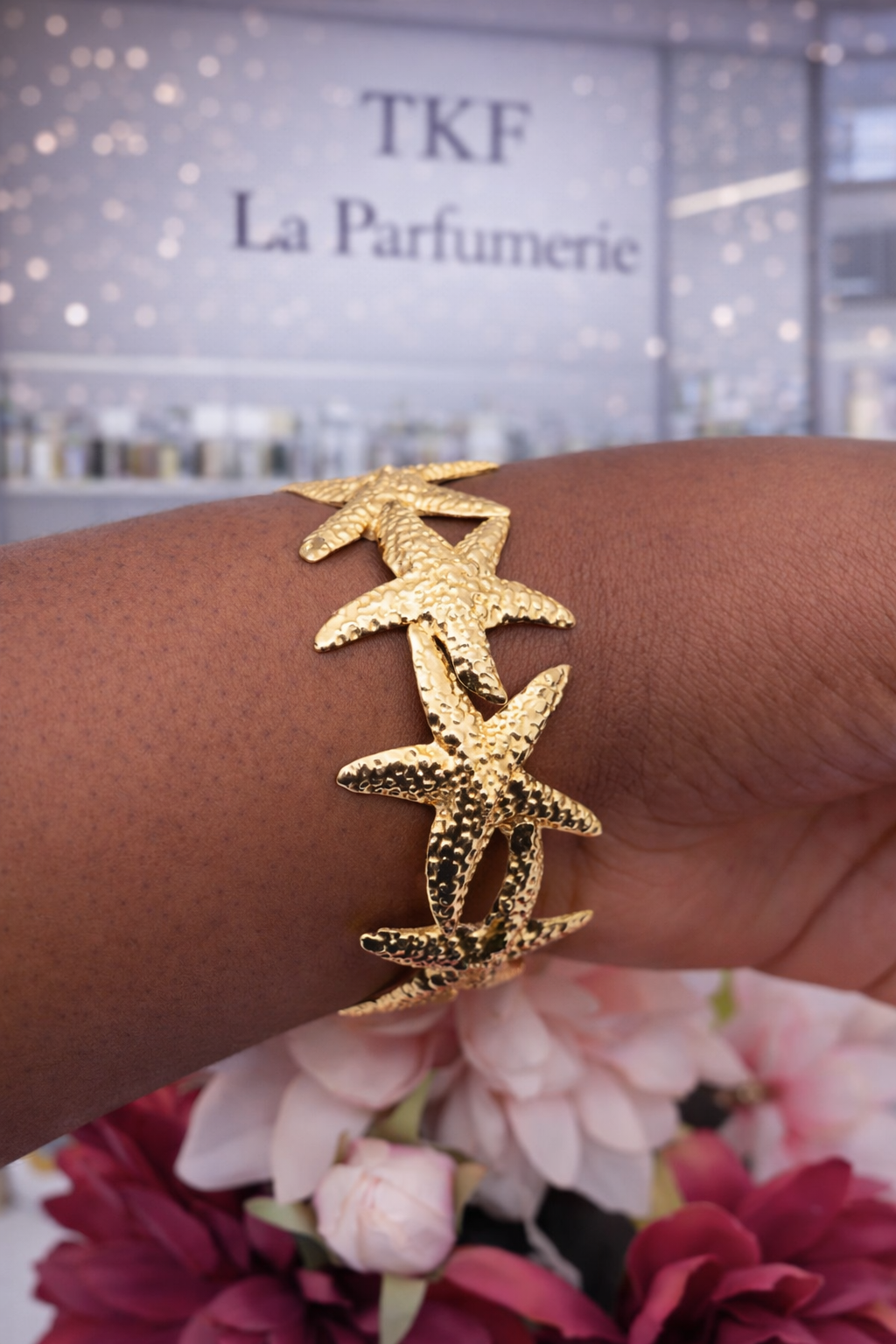 Bracelet Étoiles de Mer Doré en Acier Inoxydable