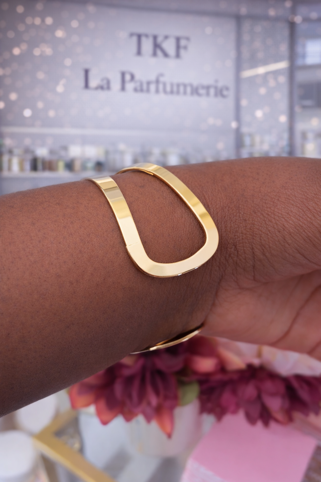 Bracelet Manchette Géométrique Doré en Acier Inoxydable