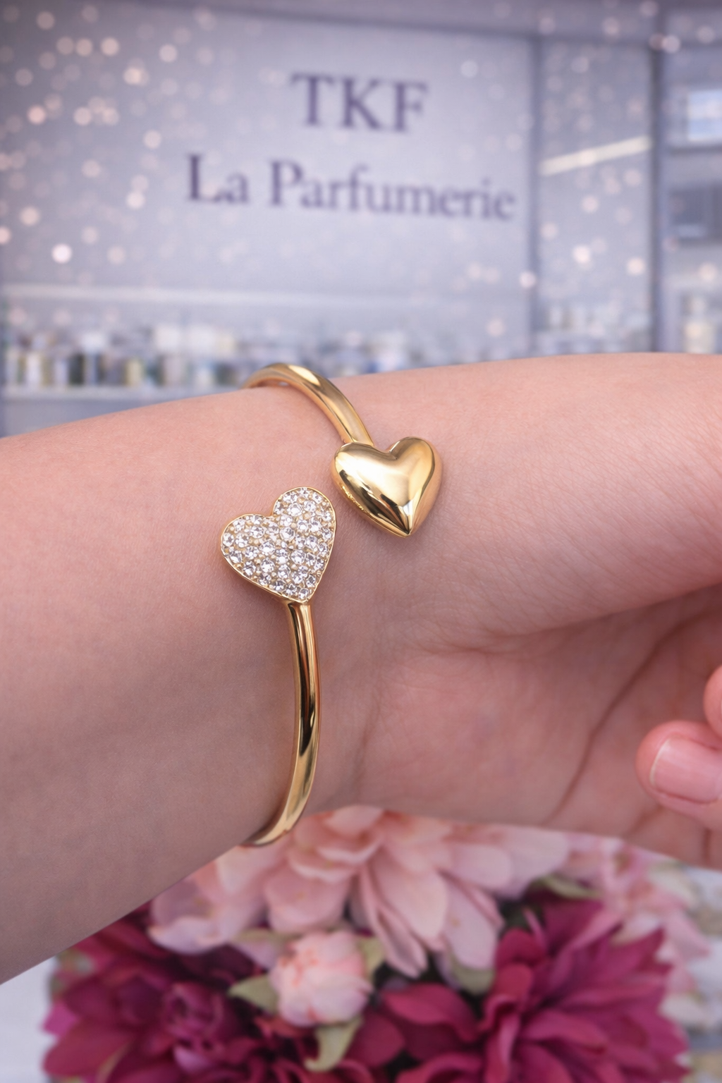 Bracelet Cœurs Doré en Acier Inoxydable